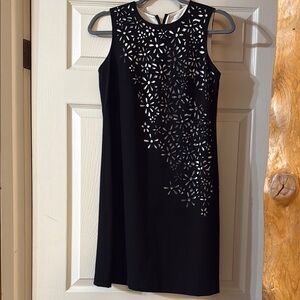 Elegant Black Sleeveless Dress with Floral Cutouts
